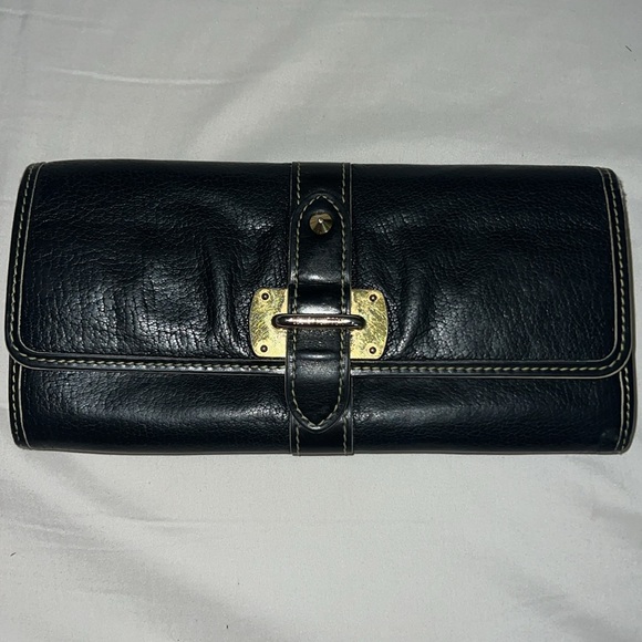 Authentic Louis Vuitton Suhali Le Favori Wallet Blackk Leather Gold Snap Large - Picture 7 of 16